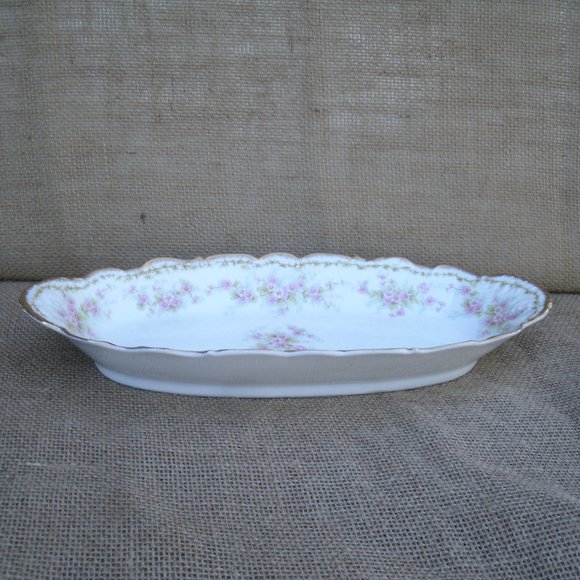 Antique Bawo & Dotter Elite Works Limoges Floral Serve Dish BWD4 - Picture 7 of 16